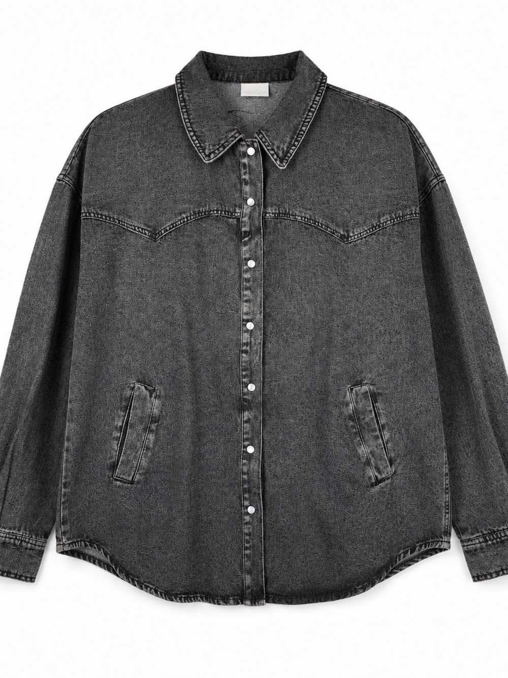 NewMe Black Acid Wash Western Denim Shirt Jacket M